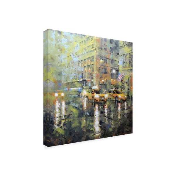 Mark Lagu 'Manhattan Orange & Green' Canvas Art,24x24